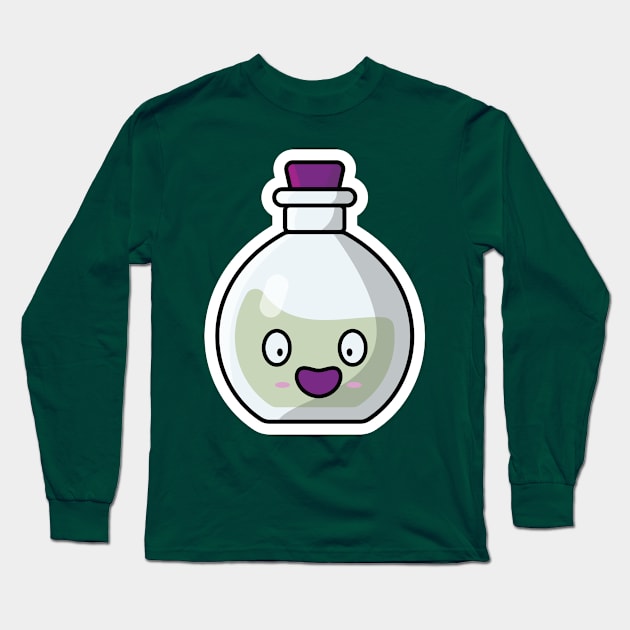 Potion Bottle with Cartoon Character Sticker vector illustration. Science object icon concept. Laughing cartoon with Potion sticker vector design. Long Sleeve T-Shirt by AlviStudio